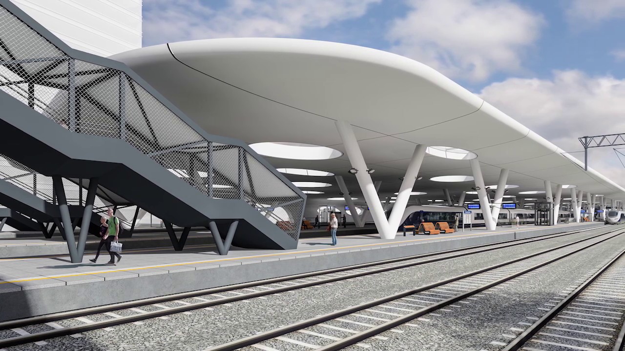 Wizualizacja Koncepcyjna Dworca Kolejowego (Animacja 3D)