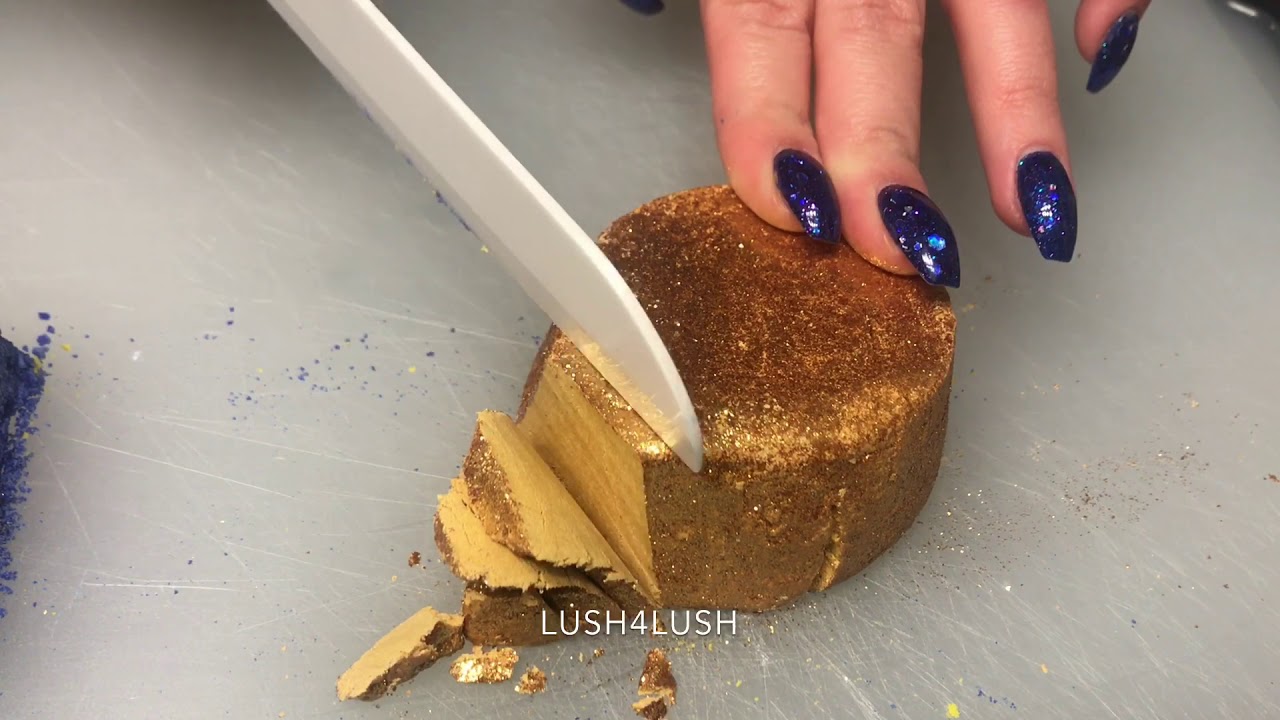 Sunny Side bubble bar - Lush Cosmetics - ASMR satisfying cutting