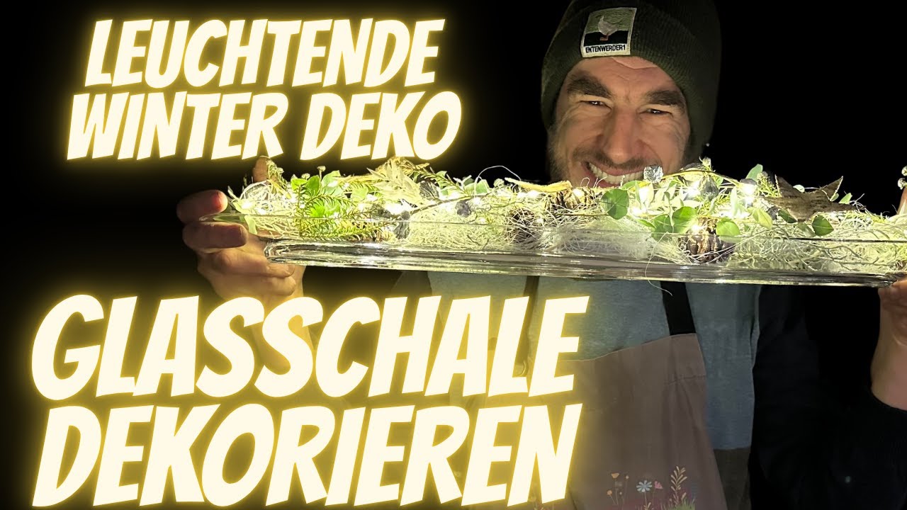 Einfache Winterdeko mit länglicher Glasschale – stilvoll & pflegeleicht mit wenig Handgriffen