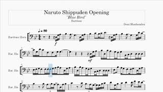 Naruto Shippuden Opening Blue Bird Partitur, Arrangement of brass | Cover by Baritone | IS' Bear
