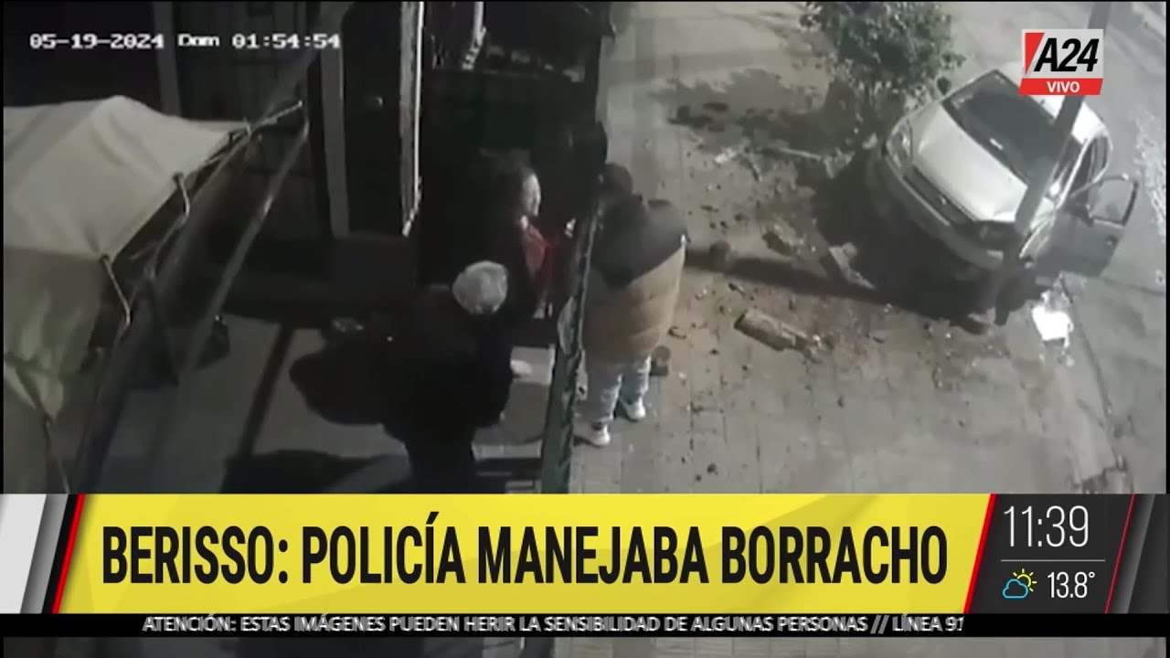 🚨 Berisso: un policía que manejaba borracho, chocó contra un poste de ...