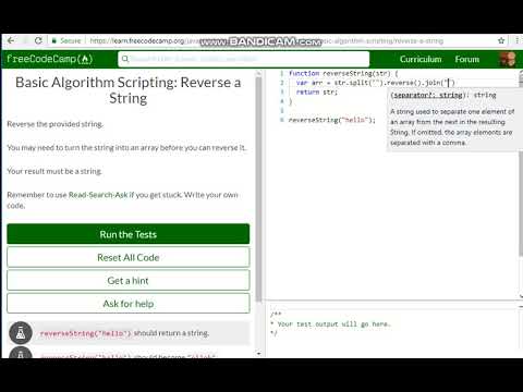 Basic Algorithm Scripting Reverse a String free code camp   Dani