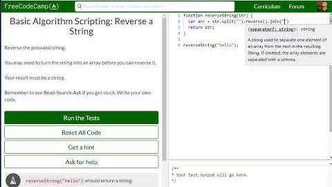Basic Algorithm Scripting Reverse a String free code camp   Dani