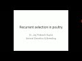 Recurrent Selection in Poultry