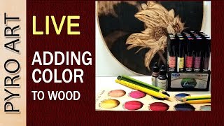 Today, I am adding color to the sunflower wood burning. I have pulled out the chartpak touch up markers, colored pencils, and some 