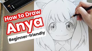 How to draw Anya anime girl | Anime drawing for beginners | Draw anime girl step by step tutorial