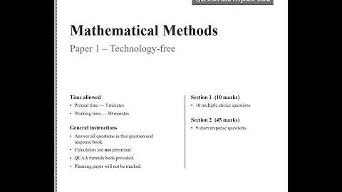 Maths Methods QCAA external exam 2023 Tech free Q14-16