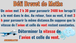 Défi Brevet Trouve La Vitesse De Lavion Et Celle Du Vent