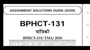 BPHCT 131 Ignou Solved Assignment 2020-21