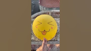 experiment: will a water balloon explode if it rolls down from a tall building?#balloon #asmr🎈💥