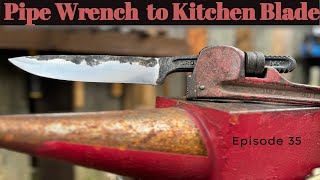 Forging a Knife from a Pipe Wrench! #blade #forging #knife