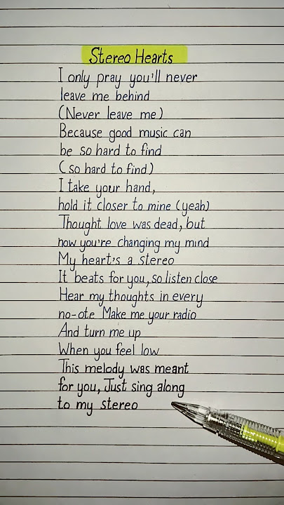 Stereo Hearts Lyrics Song by Gym Class Heroes #stereoheartslyrics #gymclassheroes