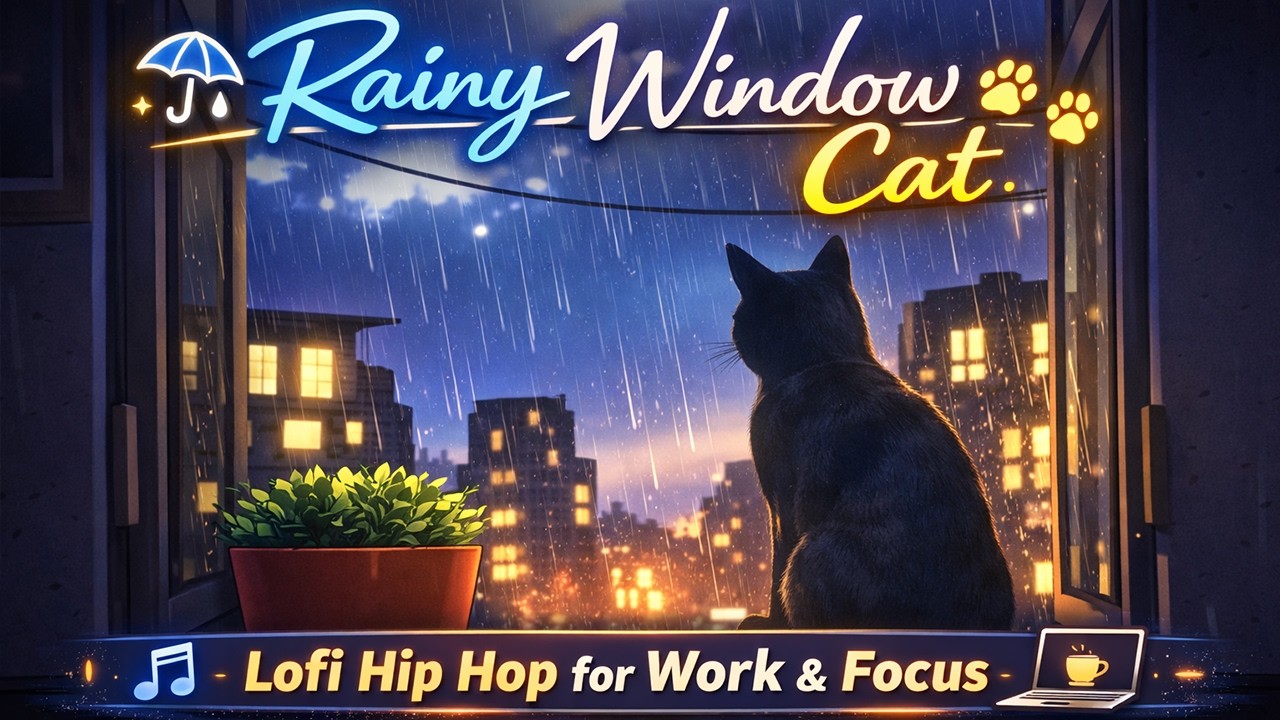 Rainy Window Cat 🐾 Lofi Hip Hop for Work & Focus, Study Music For Concentration