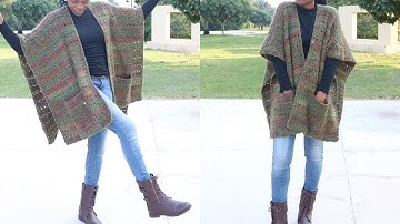 Easy Ruana Crochet with Pockets |Cover Me Crochet Ruana