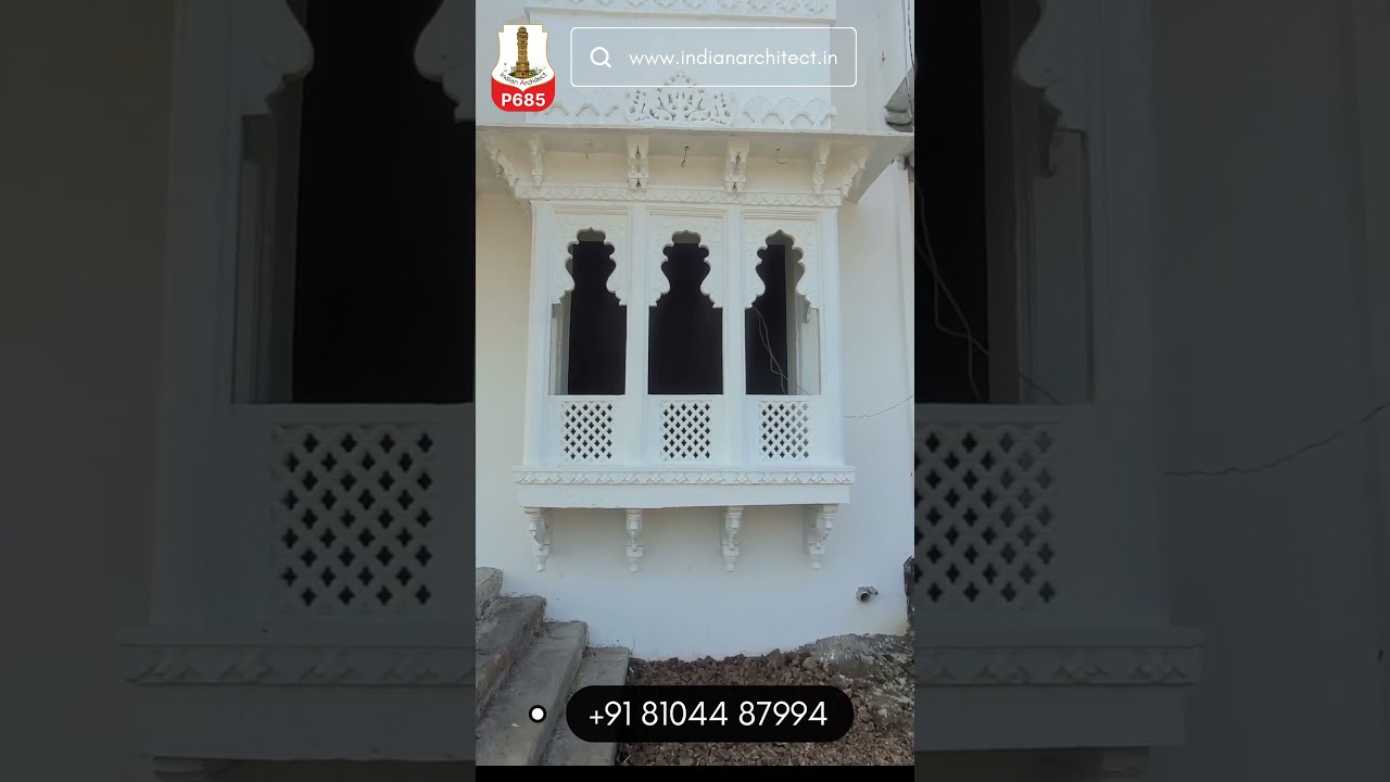 P685 Heritage House 1500 sqft in 30 feet wide Elevation Rajasthani pattern