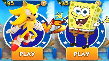 Sonic Dash vs Spongebob on the Run - Super Sonic vs All Bosses Zazz Eggman All Characters Unlocked
