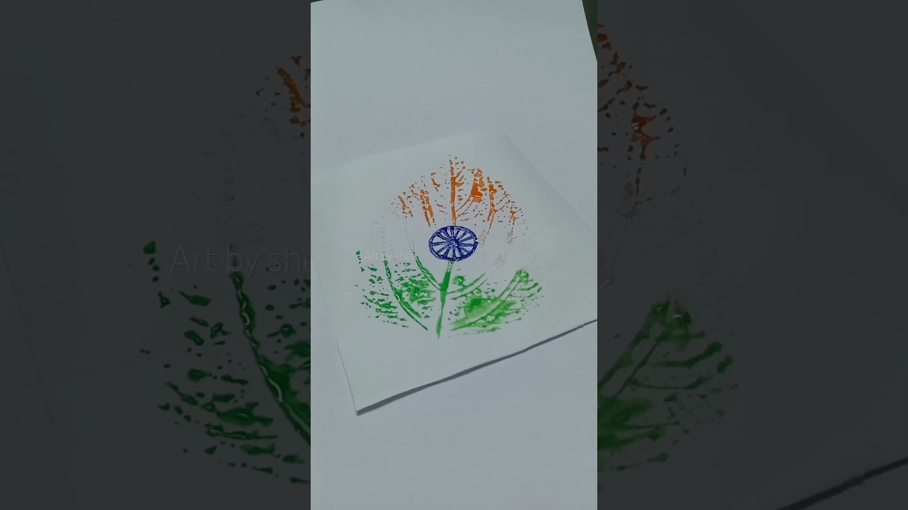 My great Indian flag 🇮🇳 | Leaf print painting 