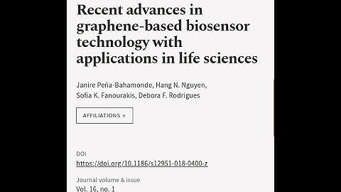 Recent advances in graphene-based biosensor technology with applications in life scie... | RTCL.TV