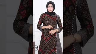 baju gamis batik wanita jumbo terbaru modern kekinian 2022 viral