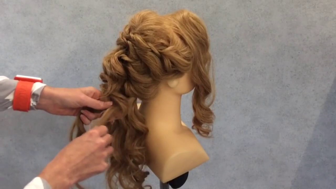 Bruid feest gala kapsel met 3 strengen vlechten Wedding party prom hair with 3 strand braid