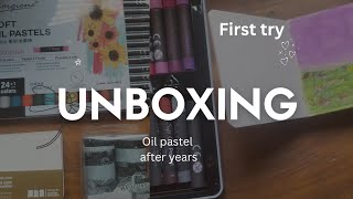 "Trying oil pastel after years! Unboxing art materials and try mini landscape with oil pastel" screenshot 1