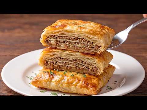 Flaky Meat Pastry Tastes Better Than Pizza! Top Easy and Quick Recipe!