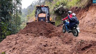 Tough Leveling Mountain Road Job for The JCB Backhoe Operator