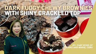 Dark Fudgy Chewy Brownies with Shiny Crackled Top