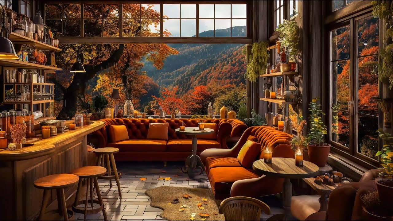 Warm Jazz Music for Relaxing, Study 🍂Cozy Fall Coffee Shop Ambience ...