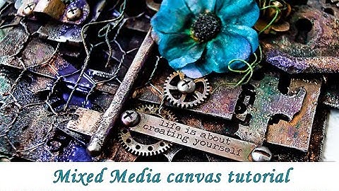 Mixed media canvas, using chipboard negatives - tutorial
