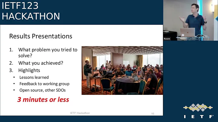 IETF 123: Hackathon (HACKATHON) 2025-07-19 08:30