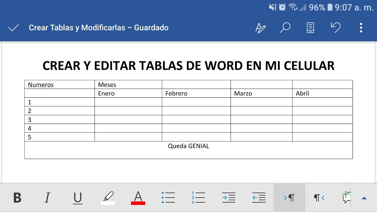 Poner Cuadro En Word Crear TABLAS BÁSICAS desde ANDROID | MICROSOFT WORD - YouTube