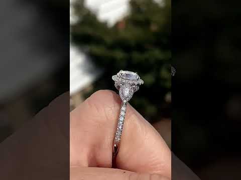 Round and Pear 3-Stone Ornate Pave Basket Moissanite Engagement ring video