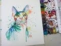 Time-lapse watercolour painting of - Finn the Peterbald Cat の動画、YouTube動画。