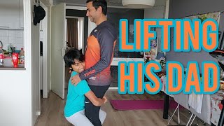 Akash Singh|11 year old kid| lifting his Dad, who weighed 90  KGs