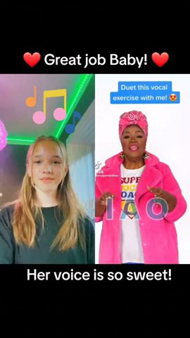 Amazing young girl DUETS Vocal Exercise w/Vocal Coach