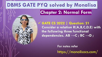 GATE CS 2022 | Question: 21 Consider a relation R(A,B,C,D,E) with the following three functional