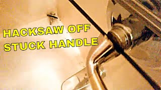 My Delta tub handle is stuck so I removed it with a hacksaw.