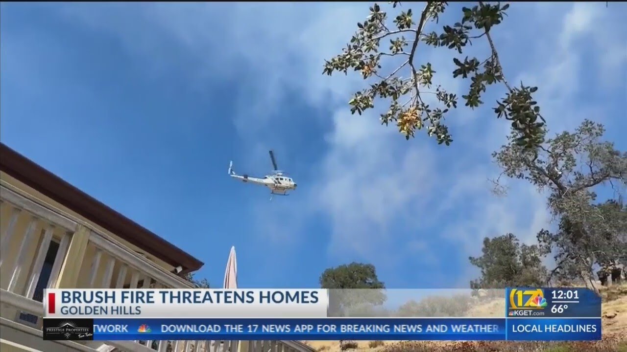 Brush fire in Golden Hills threatens homes - YouTube