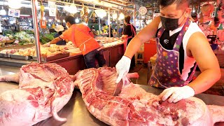 29년 경력! 종이 썰듯 썰려 나가는 돼지 발골의 달인! / Pig cutting skills | Thailand street food