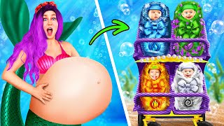 🤰 How to Raise 4 Elements Mermaid Babies DIY Hacks! By 123 GO! Series