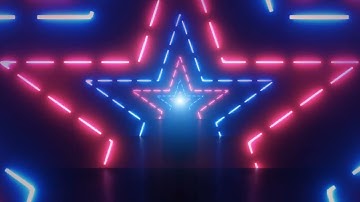 Screensaver | Neon Red Blue Star Rotate Background Light Animation Loop |@ZWorkStudio| Royalty Free.