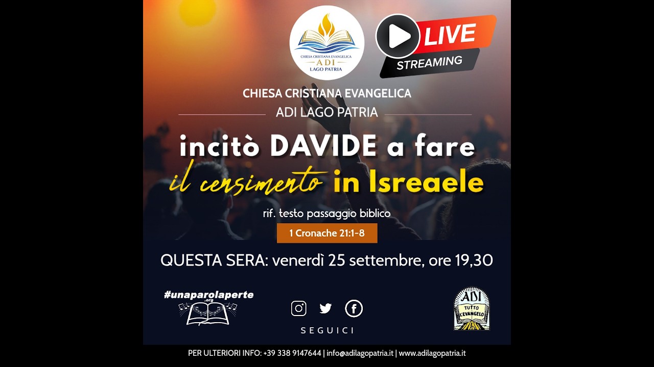 Samuele Dinaro - incitò DAVIDE a fare il censimento in Israele “1 Cronache 21:1-8” | 25.09.2026