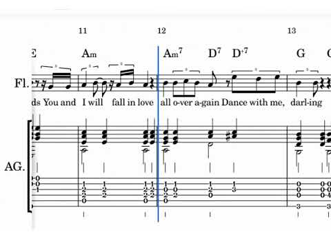 Dance With Me (Flute Solo + Guitar Accompaniment Notes Sheet Music + Audio) - Bruno Mars 