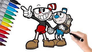 How to Draw Cuphead and Mugman Adventure  -🌟 Easy Drawing Step By step