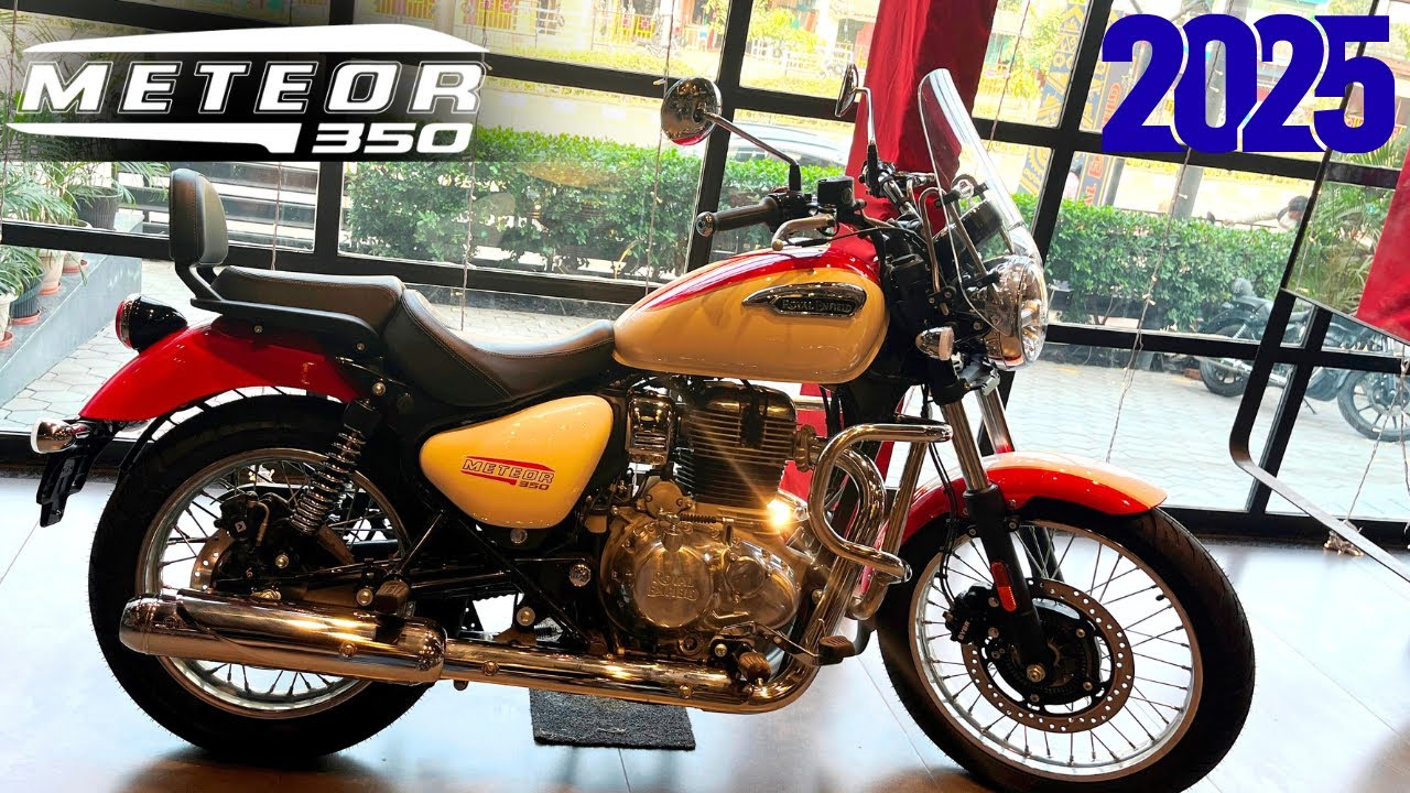 2025 New Royal Enfield Meteor 350 Aurora Red Color Detailed Review
