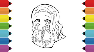 Coloring Cute Nezuko Kamado Coloring Page | Kimetsu No Yaiba