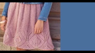 Пышная юбка Агио в складку с ажурным узором снизу спицами – описание и схема