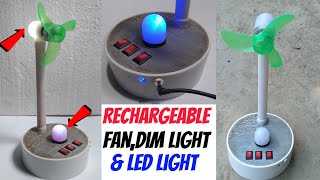 How To Make Rechargeable Fan From PVC Pipe At Home || How To Make Dim Light | Science Project
