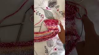 Arranging the stripes of the self striping yarn on the cardigan I'm knitting. ￼
